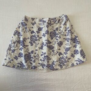 Gypsies & Moondust Cream Skirt with Purple Floral Design